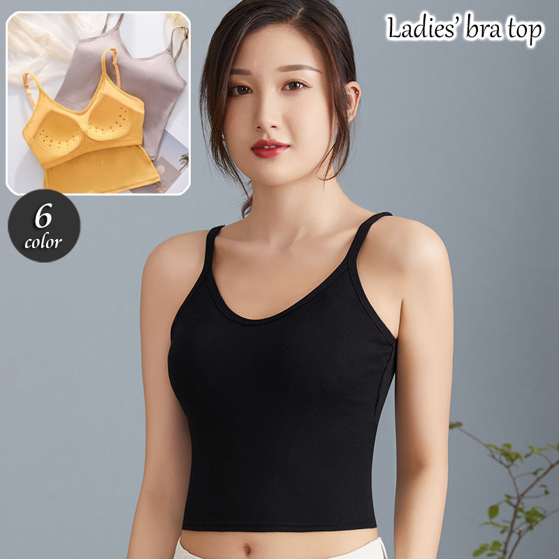 ブラトップ カップ付きインナー レディース キャミソール 女性下着 肌着 ストラップ 調整可能 無地 単色 シンプル カジュアル デイリー おしゃれ かわいい 普段使い リラックス 楽チン 婦人用