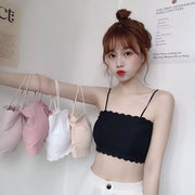 ノンワイヤーブラ ハーフトップブラ ブラジャー シームレス 薄手 下着 女性用 レディース 婦人 カップ付き パッド入り スポーツブラ リブ ナイトブラ スカラップ リラックス ヨガ ジム おしゃれ かわいい 普段使い デイリー