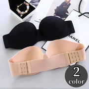 ストラップレスブラ ノンワイヤーブラ レディース 女性用 インナー ブラジャー 下着 肩ひもなし シームレス クリアバックストラップ付 無地 シンプル