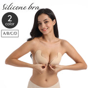 シリコンブラ ブラジャー シリコンパッド フロントホック ストラップレス 肩紐なし レディース インナー 女性下着 オフショルダー ベアトップ 背中開き 肩ひもなし ドレス ベージュ ブラック A B C D