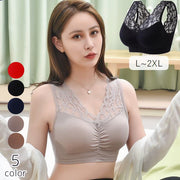 ノンワイヤーブラ ハーフトップブラ レディース 女性用下着 インナー レース Vネック 大きいサイズ パッド付き 無地 おしゃれ