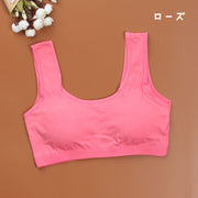 ジュニアブラ ハーフトップブラ カップ付き ブラジャー 単品 スポーツブラジャー ノンワイヤーブラジャー インナー 下着 シンプル 無地 単色 ソリッドカラー 中学生 小学生 高学年 ジュニア キッズ 女の子 女子