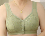 ブラジャー フルカップ ノンワイヤー フロントオープン 前開き スナップボタン 大きいサイズ マタニティ 授乳 シニア レディース 女性 婦人用 レース シンプル おしゃれ 脇高 幅広ストラップ 通気性 伸縮性