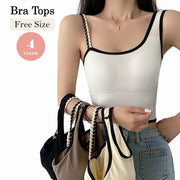 ブラトップ タンクトップ キャミソール クロップド丈 カップ付き 取り外し可能 アシンメトリー レディース 女性 婦人 インナー おしゃれ ベーシックカラー
