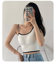 ブラトップ タンクトップ キャミソール クロップド丈 カップ付き 取り外し可能 アシンメトリー レディース 女性 婦人 インナー おしゃれ ベーシックカラー