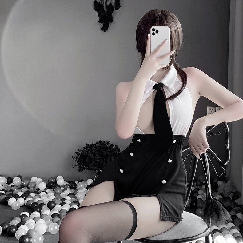 セクシーランジェリー 3点セット ワンピース Tバックショーツ ネクタイ コスプレ 商品画像3