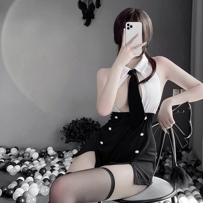 セクシーランジェリー 3点セット ワンピース Tバックショーツ ネクタイ コスプレ 商品画像3
