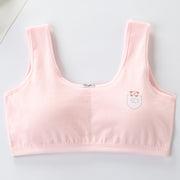 ジュニアブラ ブラジャー ハーフトップ ブラ ジュニア キッズ 子供用 女の子 ガールズ 下着 インナー ノンワイヤー スポーツブラジャー スポブラ 犬 星 ワンポイント シンプル スポーツ 体育 部活 小学生 中学生 高校生 ホワイト 白 ピンク ブルー
