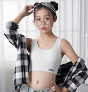 ジュニアブラ 同色2枚セット インナー 下着 女の子 ブラジャー スポーツブラ ハーフトップ ノンワイヤー カップ付き 中学生 高校生 パッド付 デイリー カジュアル シンプル スポブラ 小学生