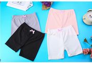 オーバーパンツ 子供用 ペチパンツ インナーパンツ キッズ ジュニア リブ ショートスパッツ 3分丈 リブ ショーパン リボン メロウフリル ブラック ピンク ホワイト