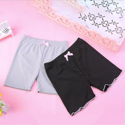 オーバーパンツ 子供用 ペチパンツ インナーパンツ キッズ ジュニア リブ ショートスパッツ 3分丈 リブ ショーパン リボン メロウフリル ブラック ピンク ホワイト