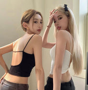 ブラトップ ハーフトップブラ レディース 女性 キャミソール インナー 下着 ブラジャー カップ付き チューブトップ 細紐 紐 背中 カジュアル シンプル おしゃれ
