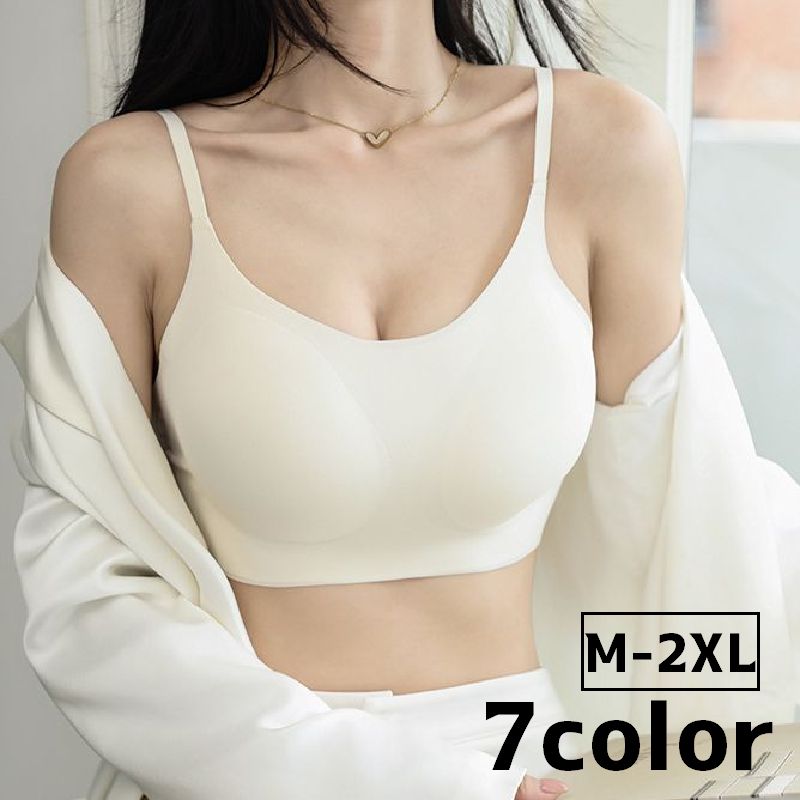 ノンワイヤーブラ ブラジャー インナー シームレスブラジャー レディース 女性 大きいサイズ パッド ナイトブラ スポーツブラ シンプル 単色 カジュアル 下着 ブラ