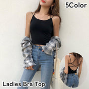 ブラトップ カップ付きインナー キャミソール レディース 女性 インナー 下着 肌着 ノンワイヤー 背中開き バッククロス シンプル 無地 単色 おしゃれ 肌見せ カジュアル セクシー 上品
