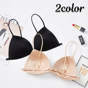 三角ブラ ブラジャー 単品 無地 黒 ベージュ レディース インナー ノンワイヤーブラ 細ストラップ セクシー シンプル おしゃれ 女子力アップ 婦人用 女性用 肌色