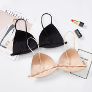 三角ブラ ブラジャー 単品 無地 黒 ベージュ レディース インナー ノンワイヤーブラ 細ストラップ セクシー シンプル おしゃれ 女子力アップ 婦人用 女性用 肌色