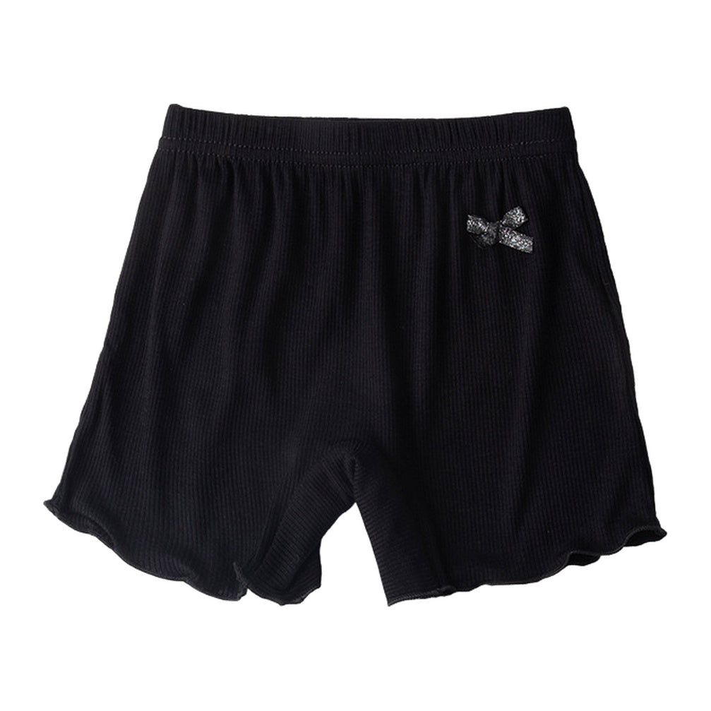 ペチパンツ ボーイレッグショーツ ボックスショーツ キッズ ジュニア 子供用 子ども用 女の子 下着 インナー リボン 裾フリル クロッチ付き 透け防止 パンチラ防止 無地 グレー ピンク ベージュ ホワイト ブラック シンプル カジュアル 可愛い キュート フェミニン ガーリー おしゃれ