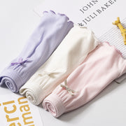 ペチパンツ ボーイレッグショーツ ボックスショーツ キッズ ジュニア 子供用 子ども用 女の子 下着 インナー リボン 裾フリル クロッチ付き 透け防止 パンチラ防止 無地 グレー ピンク ベージュ ホワイト ブラック シンプル カジュアル 可愛い キュート フェミニン ガーリー おしゃれ