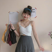 ブラトップ カップ付き キャミソール インナー 女性下着 レディース カシュクール クロップド丈 ショート丈 リブ 単色 おしゃれ かわいい 肌見せ 重ね着 カジュアル デイリー