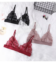 三角ブラ レディース ノンパテッドブラジャー セクシーランジェリー 勝負下着 ノンワイヤー 総レース 花柄 シースルー 美背中