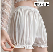 タップパンツ ペチパンツ レディース 女性 ショート丈 ウエストゴム インナー 部屋着 ボトムス 薄手 カジュアル シンプル