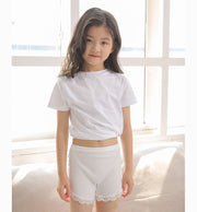 オーバーパンツ ペチパンツ インナー キッズ 1分丈 リブ レース 女の子 女児 シンプル パンツ ペチコート 安全パンツ 見せパン 無地 かわいい
