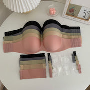 ストラップレスブラ チューブトップブラ レディース 女性用下着 ブラジャー シームレス パッド入り ノンワイヤー 響きにくい 無地 肩紐なし シンプル おしゃれ