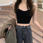 ブラトップ キャミソール レディース インナー 下着 肌着 女性 婦人 タンクトップ カップ付き ショート丈 ノースリーブ ダブルストラップ