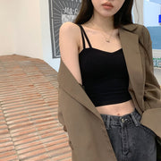 ブラトップ キャミソール レディース インナー 下着 肌着 女性 婦人 タンクトップ カップ付き ショート丈 ノースリーブ ダブルストラップ