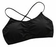 ブラジャー レディース 下着 インナー ノンワイヤー パッド付き パッド取り外し可能 無地 バッククロス ヨガブラ スポーツブラ ワイヤレス ギャザー