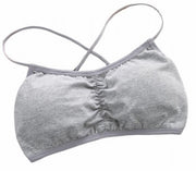 ブラジャー レディース 下着 インナー ノンワイヤー パッド付き パッド取り外し可能 無地 バッククロス ヨガブラ スポーツブラ ワイヤレス ギャザー