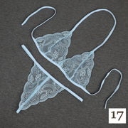 三角ブラ ショーツ 2点セット 上下セット レディース ランジェリー ノンワイヤー Tバック 紐パン 透け感 刺繍 花柄 セクシー 下着 女性 大人
