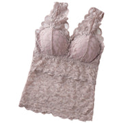 ブラトップ インナー タンクトップ レディース 女性 Vネック 下着 肌着 シースルー 透け感 カップ付き 総レース フリル 可愛い タイト すっきり フィット感 蒸れにくい 涼しい 夏 大きいサイズ M XL 3XL