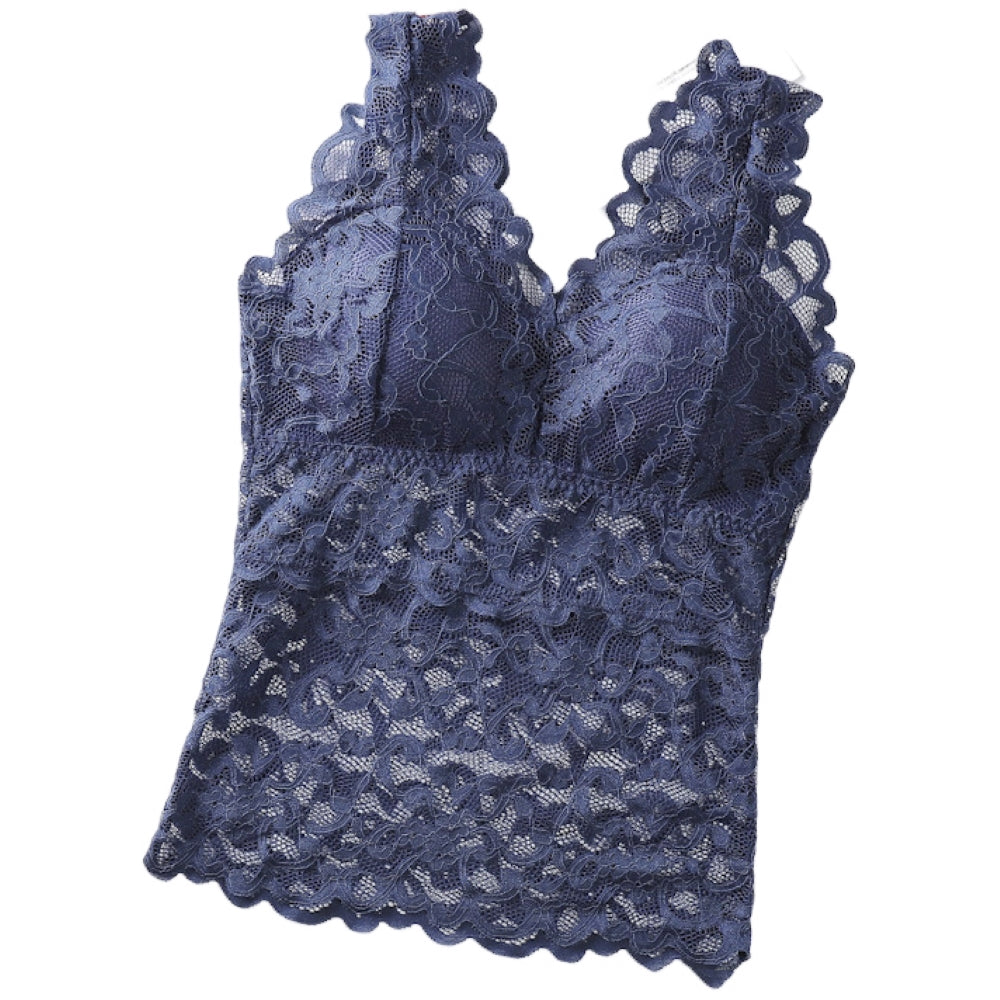 ブラトップ インナー タンクトップ レディース 女性 Vネック ブルー バリエーション画像