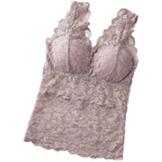 ブラトップ インナー タンクトップ レディース 女性 Vネック 下着 肌着 シースルー 透け感 カップ付き 総レース フリル 可愛い タイト すっきり フィット感 蒸れにくい 涼しい 夏 大きいサイズ M XL 3XL