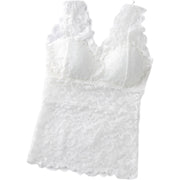 ブラトップ インナー タンクトップ レディース 女性 Vネック 下着 肌着 シースルー 透け感 カップ付き 総レース フリル 可愛い タイト すっきり フィット感 蒸れにくい 涼しい 夏 大きいサイズ M XL 3XL