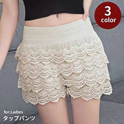 タップパンツ ペチパンツ レディース 女性用 インナーパンツ 3分丈 レース ティアード 透け防止 肌着 ショートパンツ 見せパン チラ見え対策 パンチラ防止 部屋着