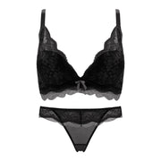 ブラジャー ショーツ 上下2点セット レディース インナー 3/4カップ ワイヤー入り レース 脇ボーン入り タンガ 透け感 4段ホック セクシー おしゃれ 女性用 下着 肌着 ソリッドカラー デイリー かわいい 谷間 上品 グリーン カーキ レッド ブラック 緑 赤 黒