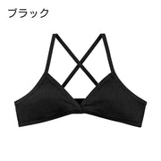 三角ブラ スポーツブラ ブラトップ レディース 女性用 インナー 下着 肌着 パッドなし 薄い バッククロス リブ 無地 単色 自宅 リラックス ヨガ フィットネス スポーツ