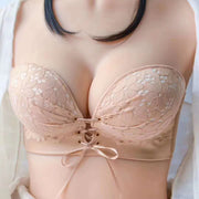 ブラジャー 3/4カップ レディース 女性用 婦人用 下着 ノンワイヤー ストラップレス リボン 花柄 フラワー レース ストラップ取り外し可能 ブラック ピンク ベージュ 単色 かわいい おしゃれ