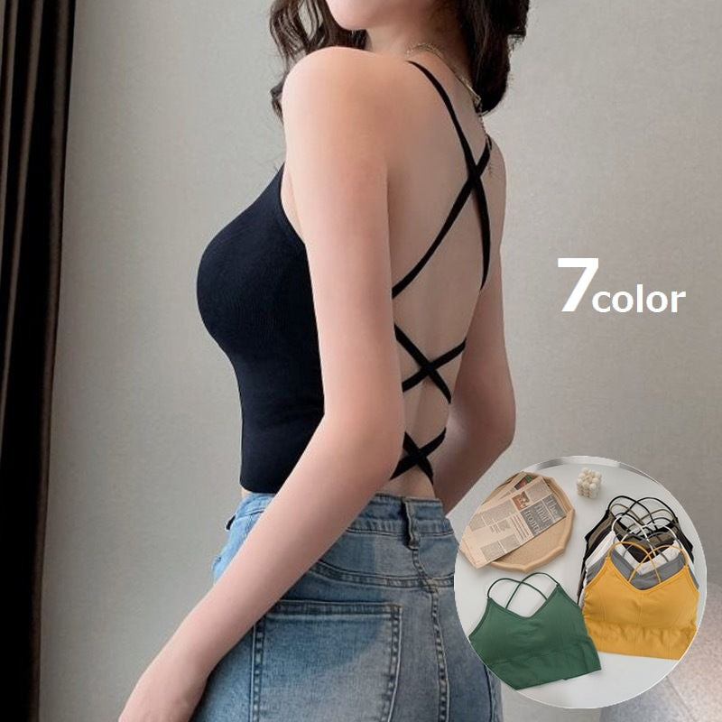 ノンワイヤーブラ ハーフトップブラ ブラジャー レディース 女性 婦人 ノンワイヤーブラ ノンワイヤー 下着 インナー クロス おしゃれ かわいい シンプル カップ付き カップ付きキャミソール 大人っぽい ブラック ホワイト