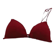 三角ブラ ブラジャー 単品 ブラ レディース 女性 インナー 下着 ノンワイヤーブラ フロントホック カップ付き 前フック ランジェリー シンプル セクシー 単色 紐 おしゃれ かわいい 薄手 普段着 お出かけ 白 黒 ワイン 茶