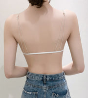 三角ブラ ブラジャー 単品 ブラ レディース 女性 インナー 下着 ノンワイヤーブラ フロントホック カップ付き 前フック ランジェリー シンプル セクシー 単色 紐 おしゃれ かわいい 薄手 普段着 お出かけ 白 黒 ワイン 茶