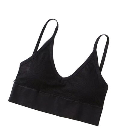 ブラトップ キャミ パッド付 ノンワイヤーブラ ブラジャー ハーフトップブラ ブラック×U バリエーション画像