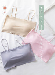 ハーフトップブラ ノンワイヤーブラ ブラジャー 単品 レディース 女性下着 インナー 無地 カップ付き シームレス おしゃれ 可愛い シンプル 細ストラップ ナイトブラ スポーツブラ 楽ちん 締め付けない 響かない