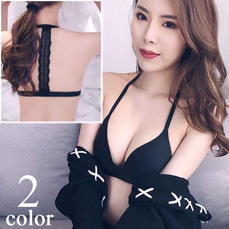 ノンワイヤーブラ レディース インナー 背中レース カップ付き セクシー おしゃれ 見せブラ バックデザイン バックコンシャス ブラジャー 下着 女性用 ブラック ベージュ