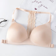 ノンワイヤーブラ レディース インナー 背中レース カップ付き セクシー おしゃれ 見せブラ バックデザイン バックコンシャス ブラジャー 下着 女性用 ブラック ベージュ