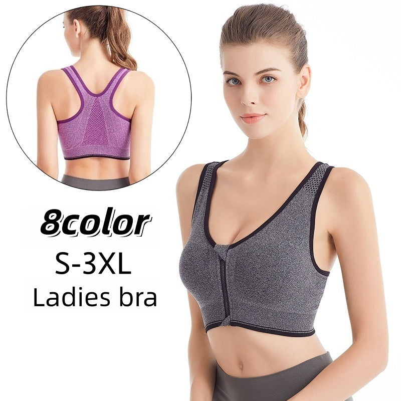 スポーツブラ フロントファスナー スポブラ レディース 女性 ブラジャー 単品 ノンワイヤー インナー 下着 通気性 脇高 ジョギング ヨガ ワークアウト 運動 無地 シンプル アンダーウエア 大きいサイズ