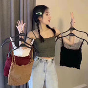 キャミソール カットソー レディース トップス 女性 婦人 インナー ノースリーブ ストラップ 取外し可能 ギャザー カラバリ豊富