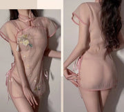 セクシーコスチューム チャイナ服 チャイナドレス レディース マイクロミニ シースルー 透け セクシー 花柄 フラワー コスプレ ランジェリー おしゃれ かわいい コスプレ衣装 コスチューム ナイトウェア